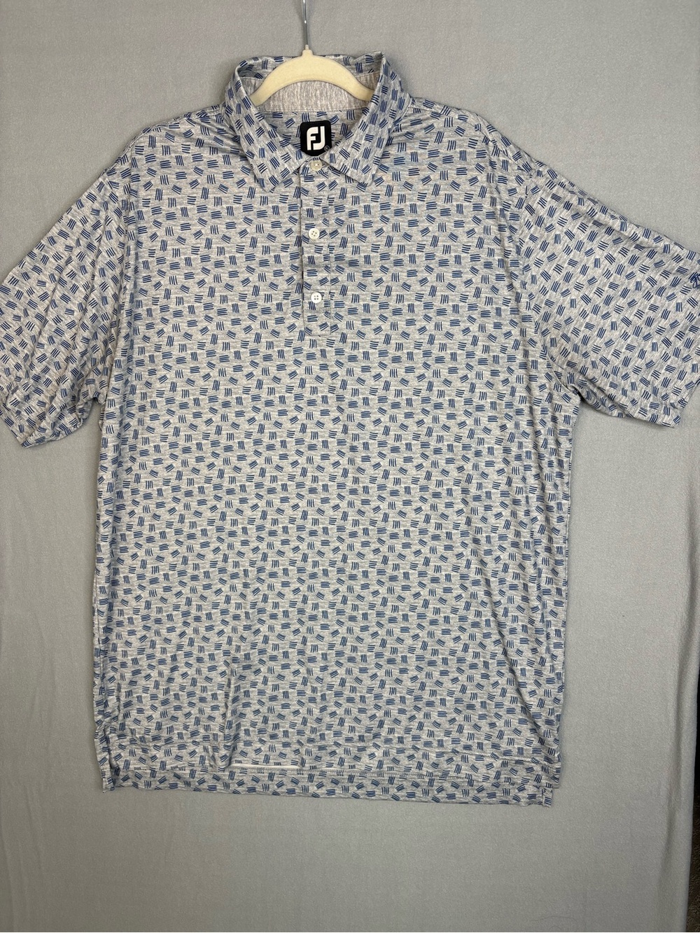 FootJoy FJ Jimmie Austin Golf Club Polo Men’s XL Blue White Geometric